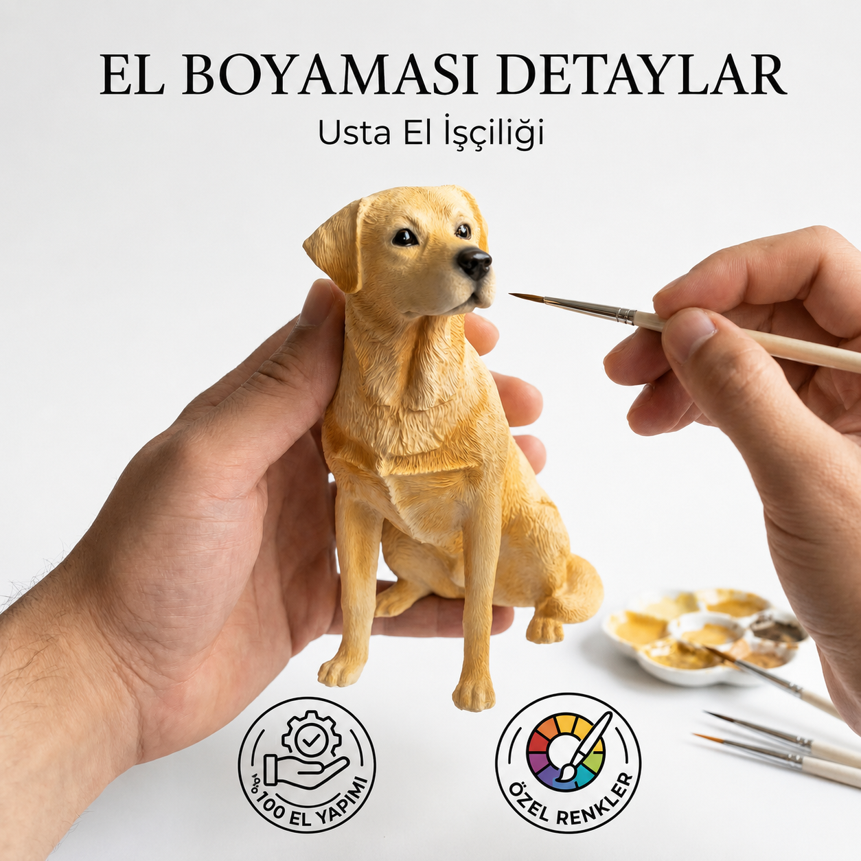 Kişiye Özel Fotoğraftan 3D Köpek Heykeli | El Boyamalı Poodle Figürü | İsimli Kaideli Pet Hediyesi
